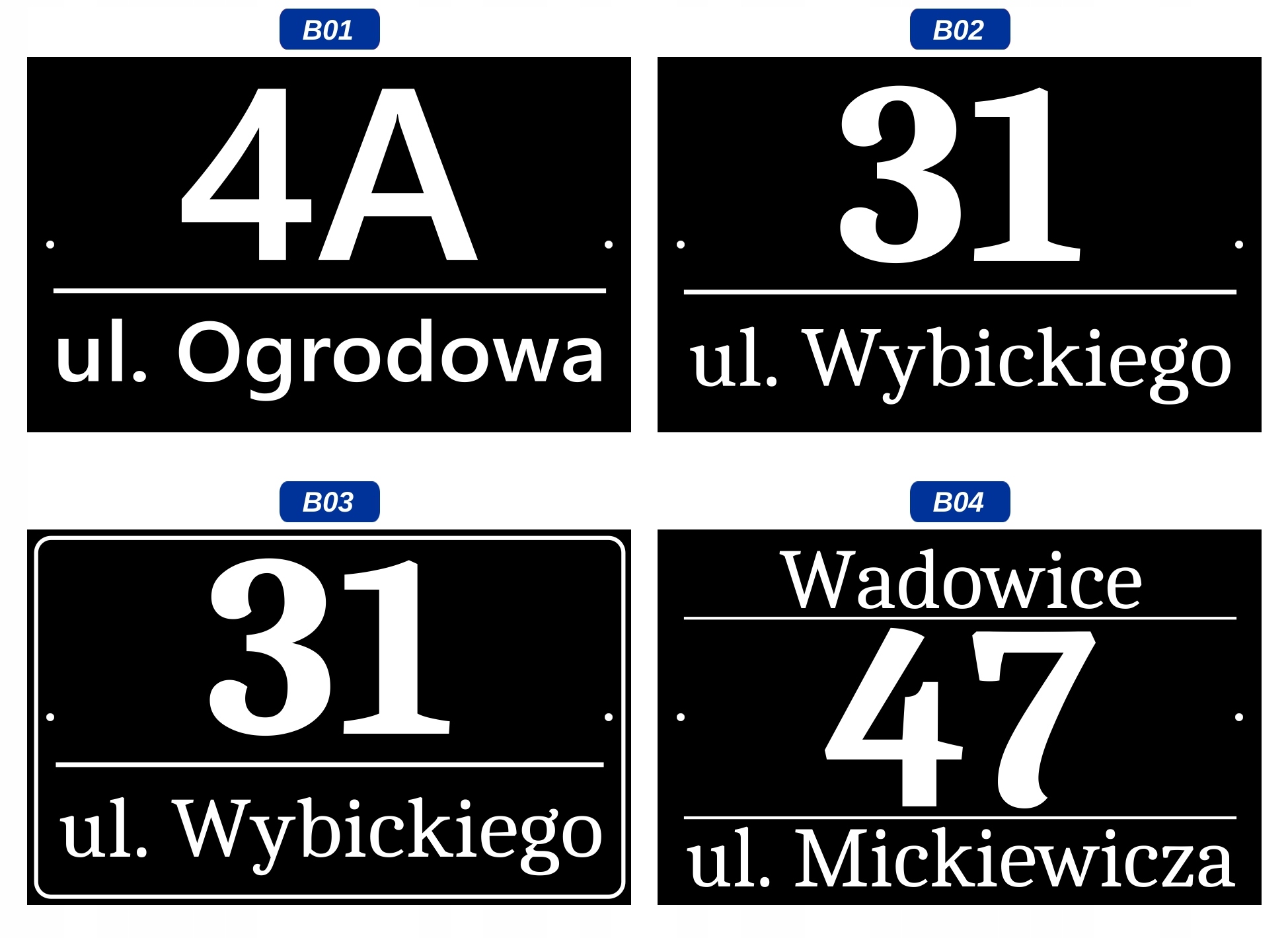 Tabliczka Adresowa CZARNA Duża - METALOWA - UV Marka Metal-Bud