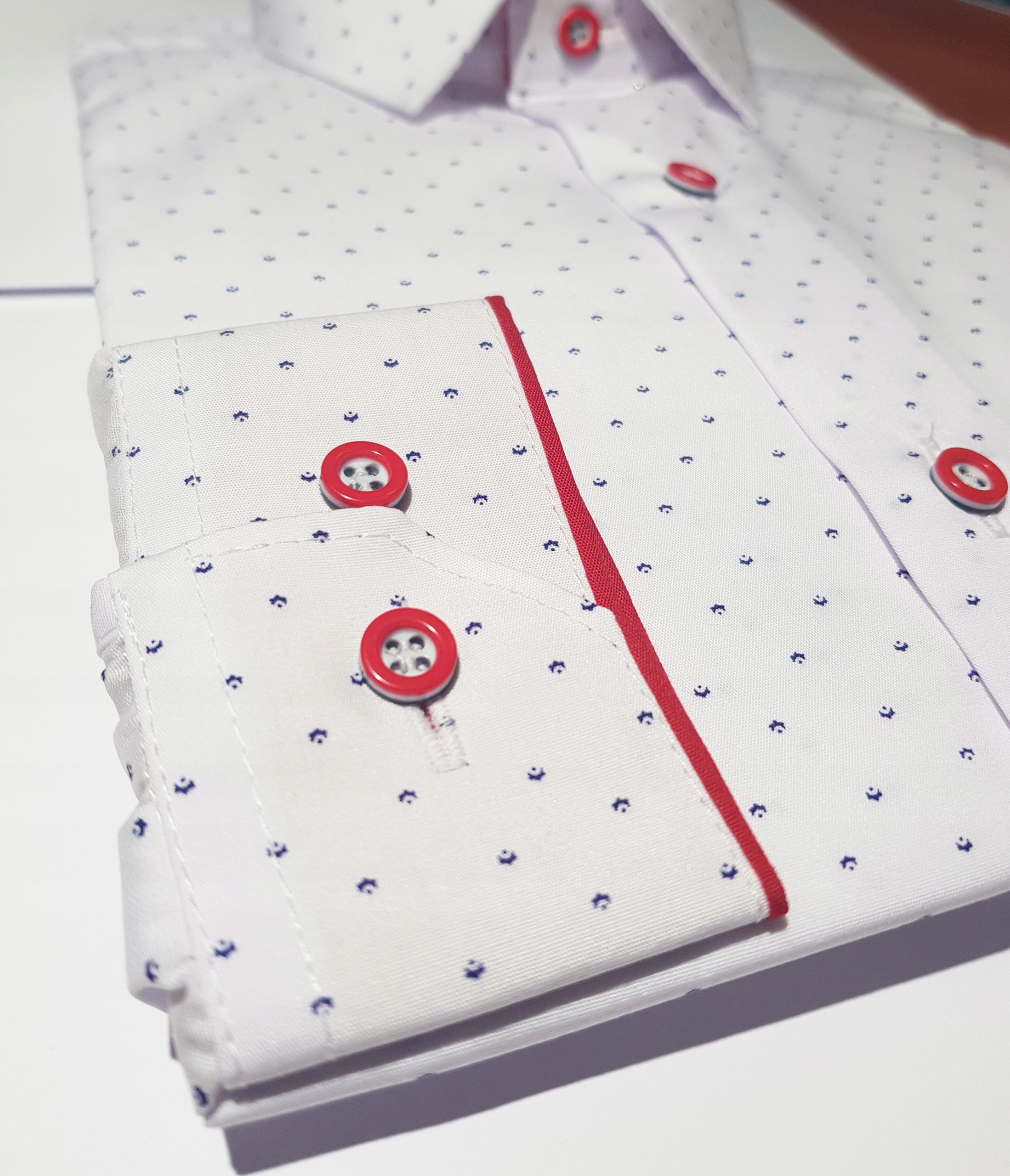 KOSZULA CHŁOPIĘCA biała wzory elegancka 92 SLIM PL Rękaw długi rękaw