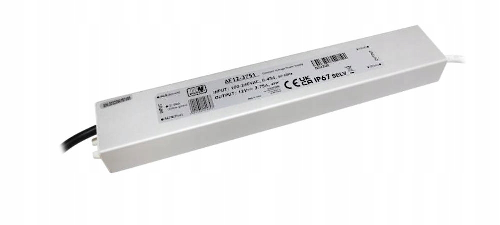 Napájací zdroj AF12-3751 Mw Power 12V/3.75A 45W kovový, Mw Power