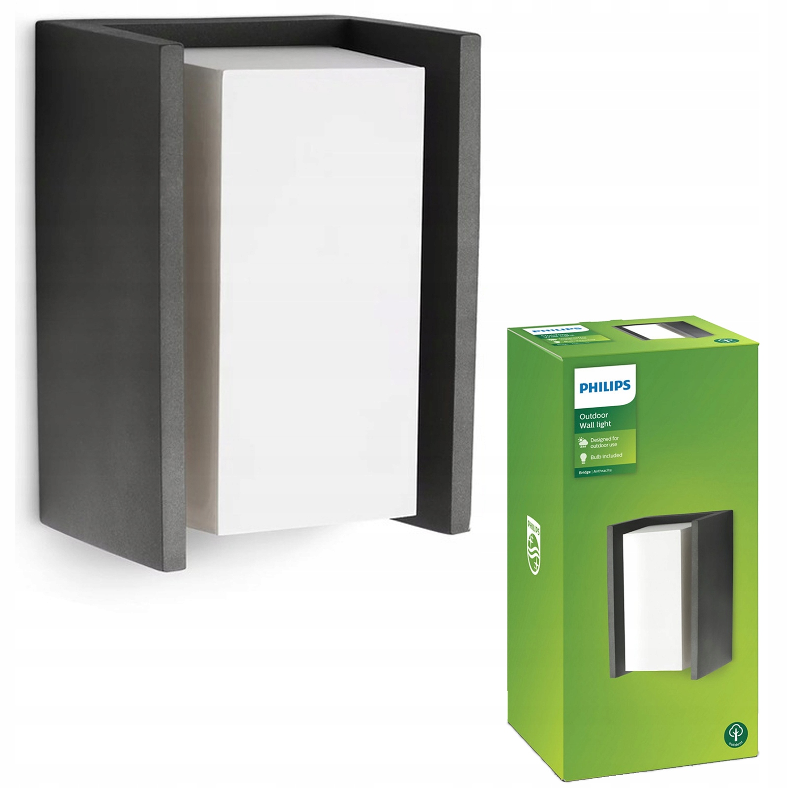 Zahradní Led lampa Fasádní nástěnné svítidlo Bridge E27 IP44 Antracit Philips