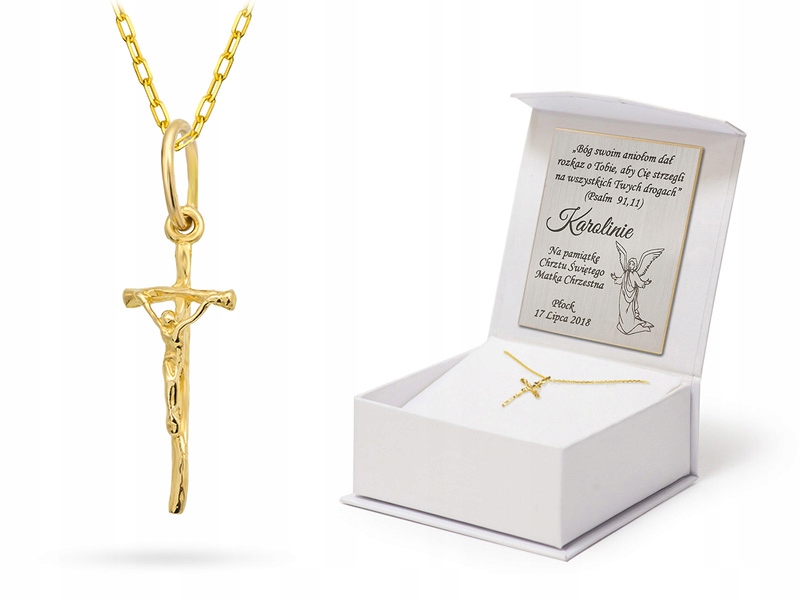 Zlatý Řetízek 585 Křížek Medailonek Křest Gravírování