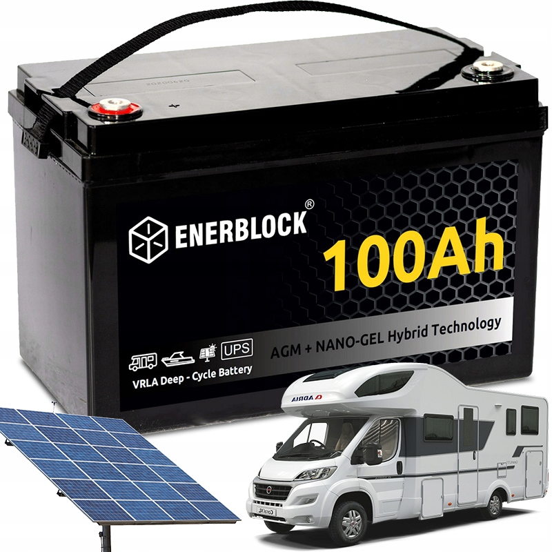 100Ah Akumulator Żelowy Hybrid Agm 12V łodzi kampera Deep-cycle Wzmocniony