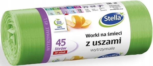

Worki Na Śmieci z Uszami Wytrzymałe 45L Zielone