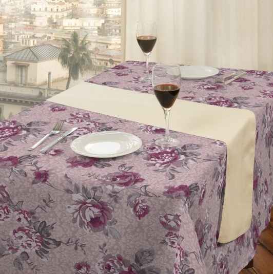 Obrus szyty na wymiar AZ-161 Kwiaty Fiore Różowy