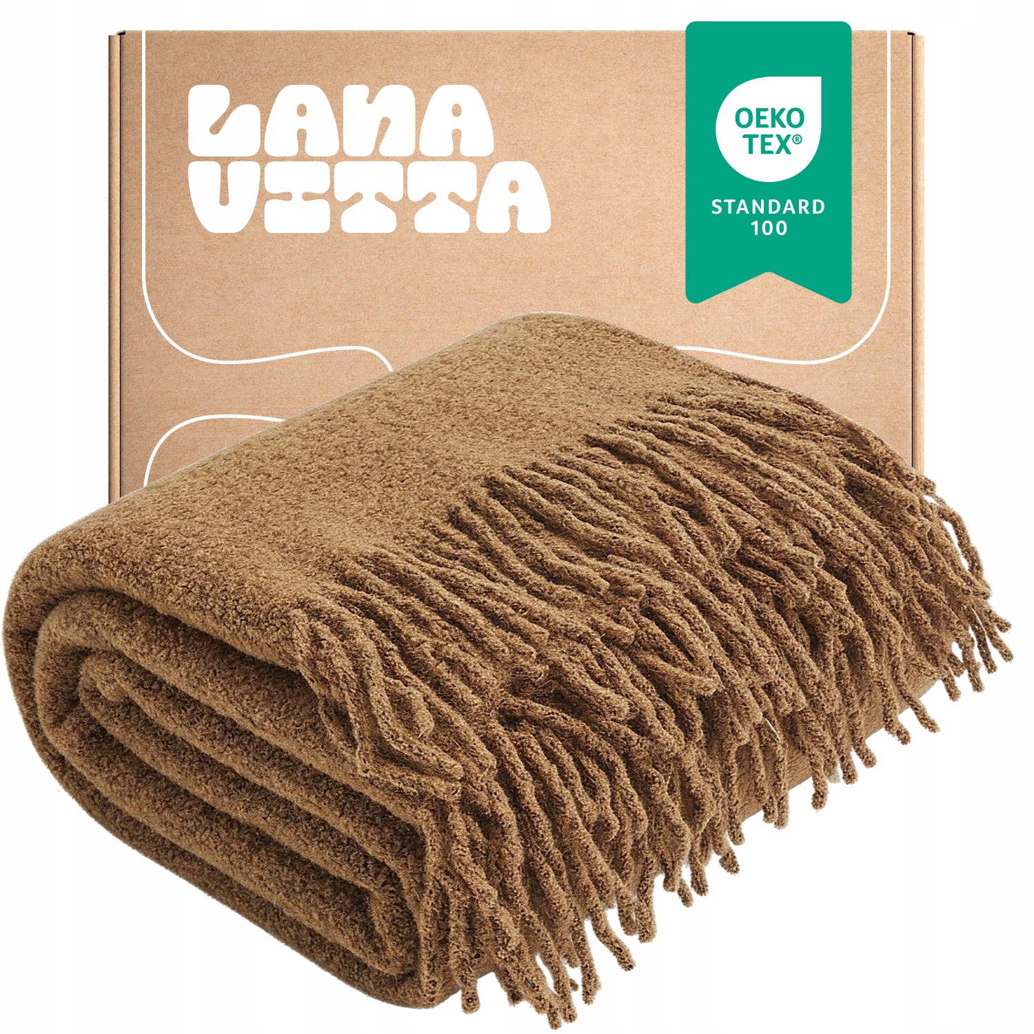 Deka Boucle Premium Vlněný přehoz na postel Pled Béžová 140х200 cm