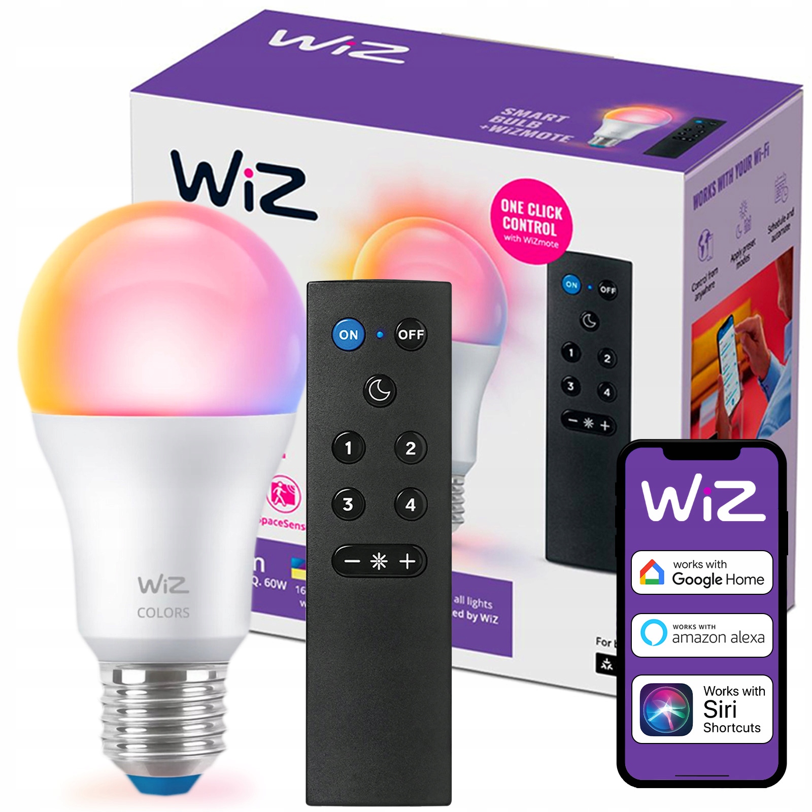 Led žárovka E27 8.5W Rgb Tw Inteligentní Smart WiFi Aplikace WiZ Dálkový Ovladač