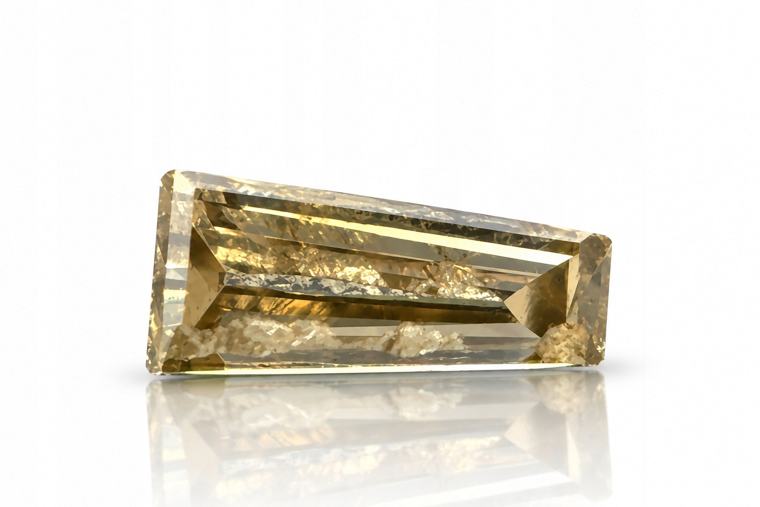 Přírodní diamant 0.02 ct Žlutá bageta certifikát Wbd