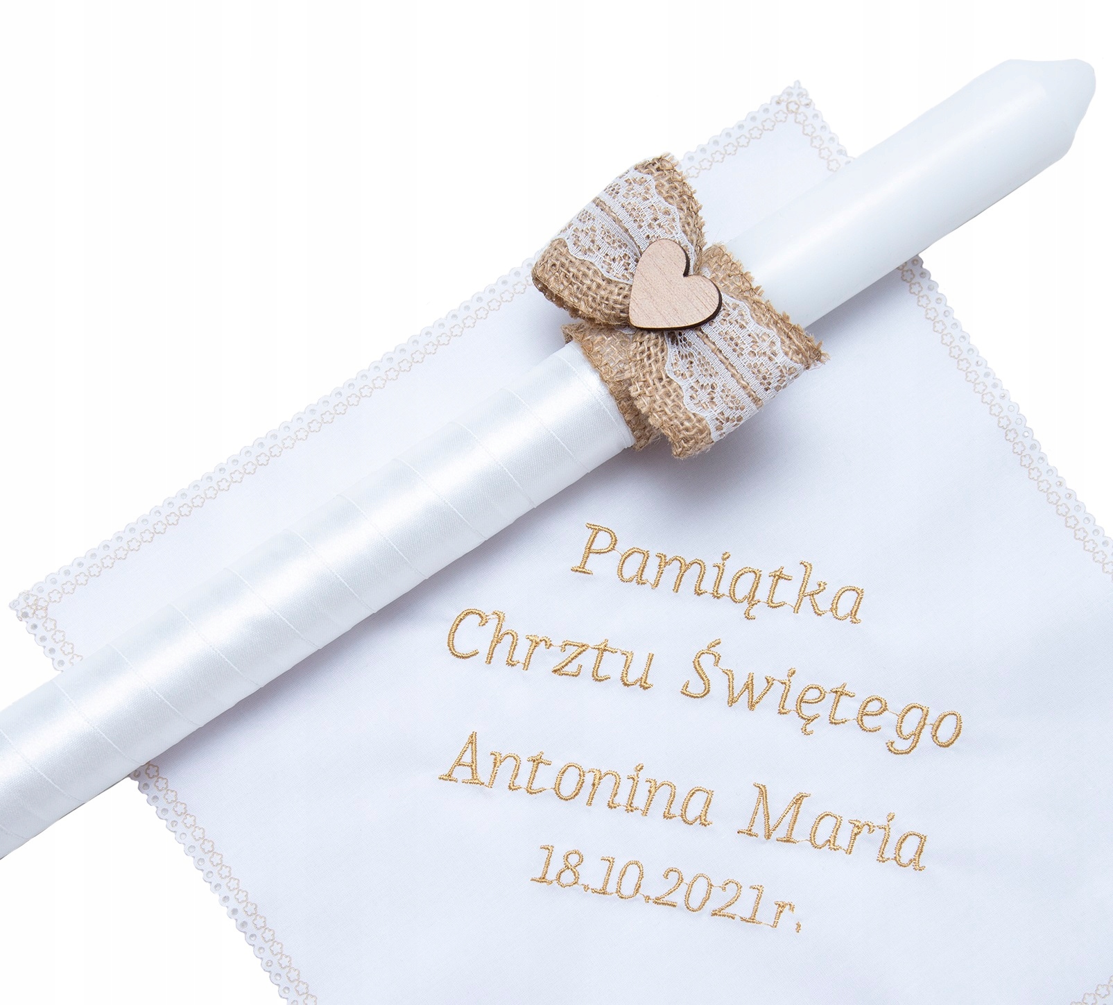 

Szatka z Haftem Świeca Zestaw Do Chrztu Na Chrzest
