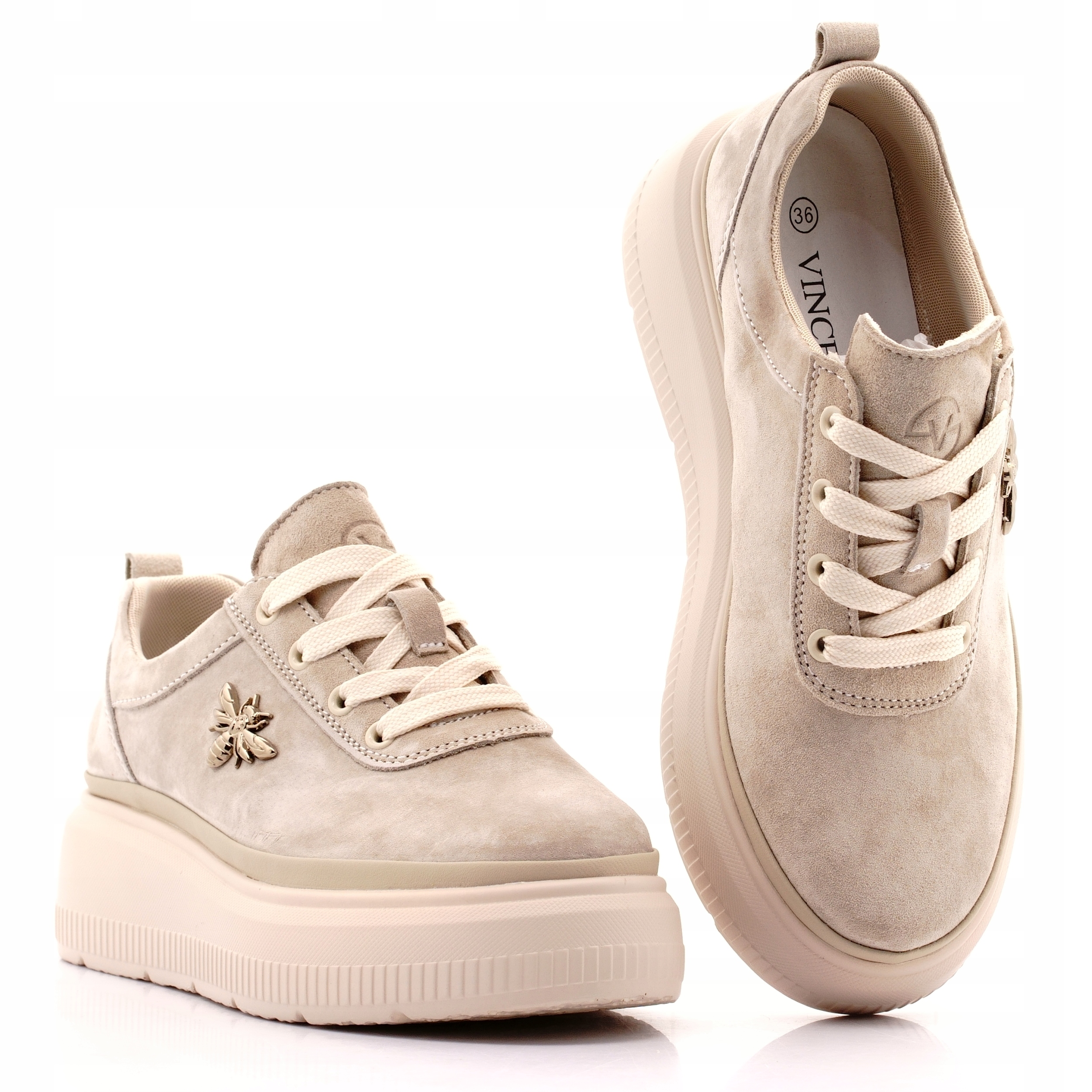 Vinceza Buty Sportowe Skórzane Sneakersy Damskie Na Platformie 41523 39