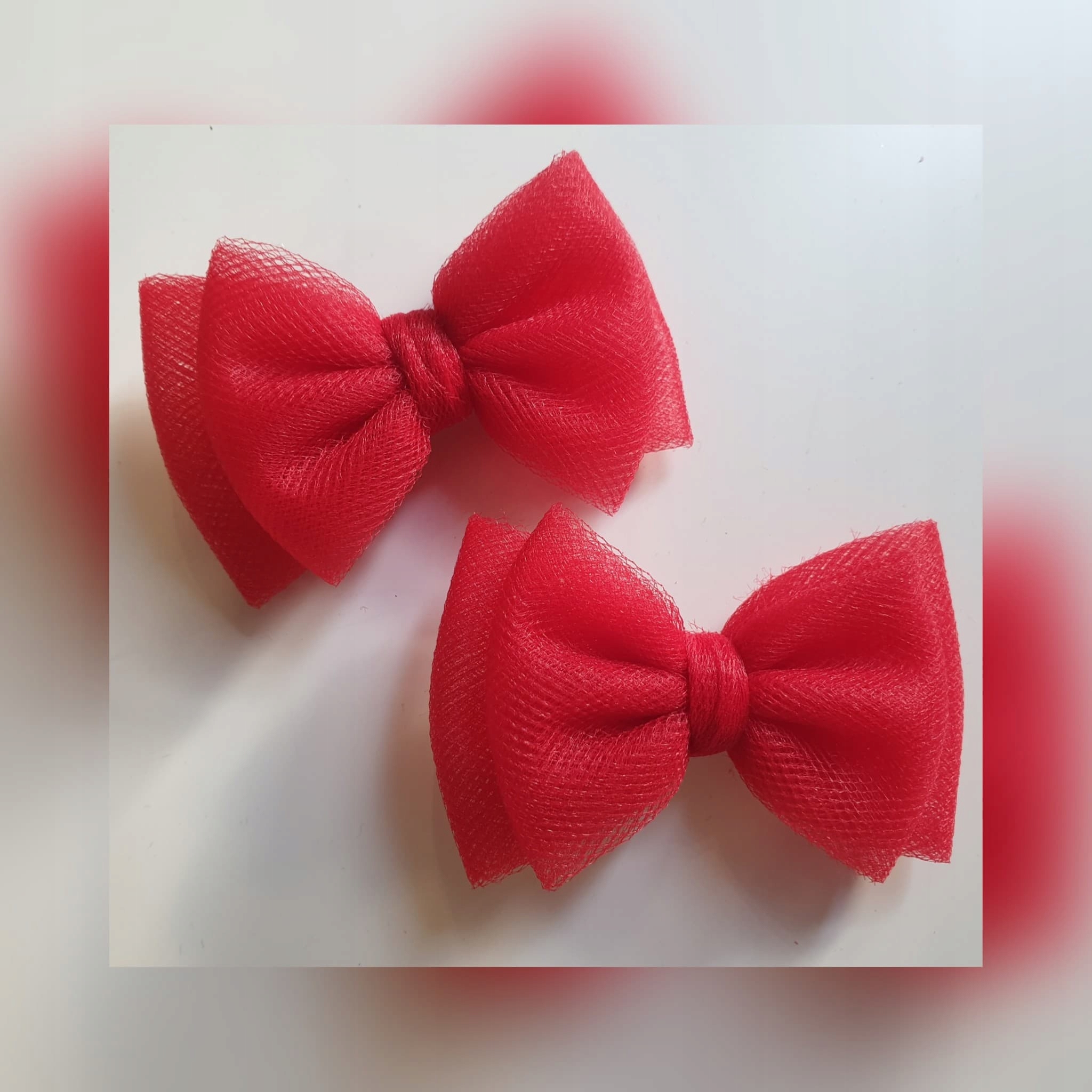 SPINKA kokardka TIULOWA czerwona 7cm 2 sztuki Marka Inna marka