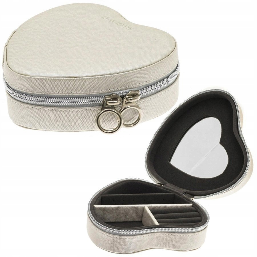 Béžové pouzdro na šperky s malým zrcátkem