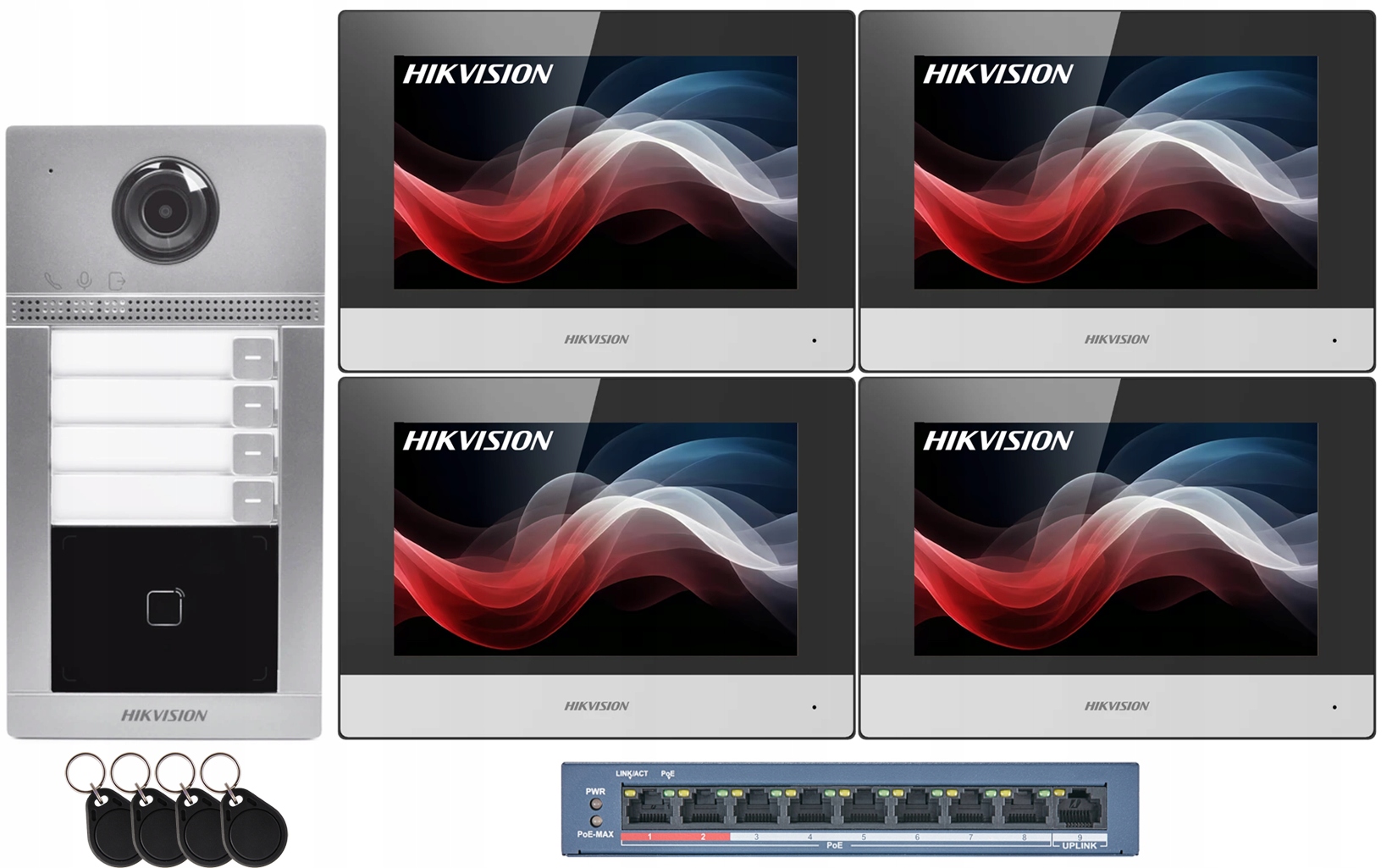 Videovrátnik Domofon Video Hikvision 4 Nájomný Villa Čítač Kľúčenky