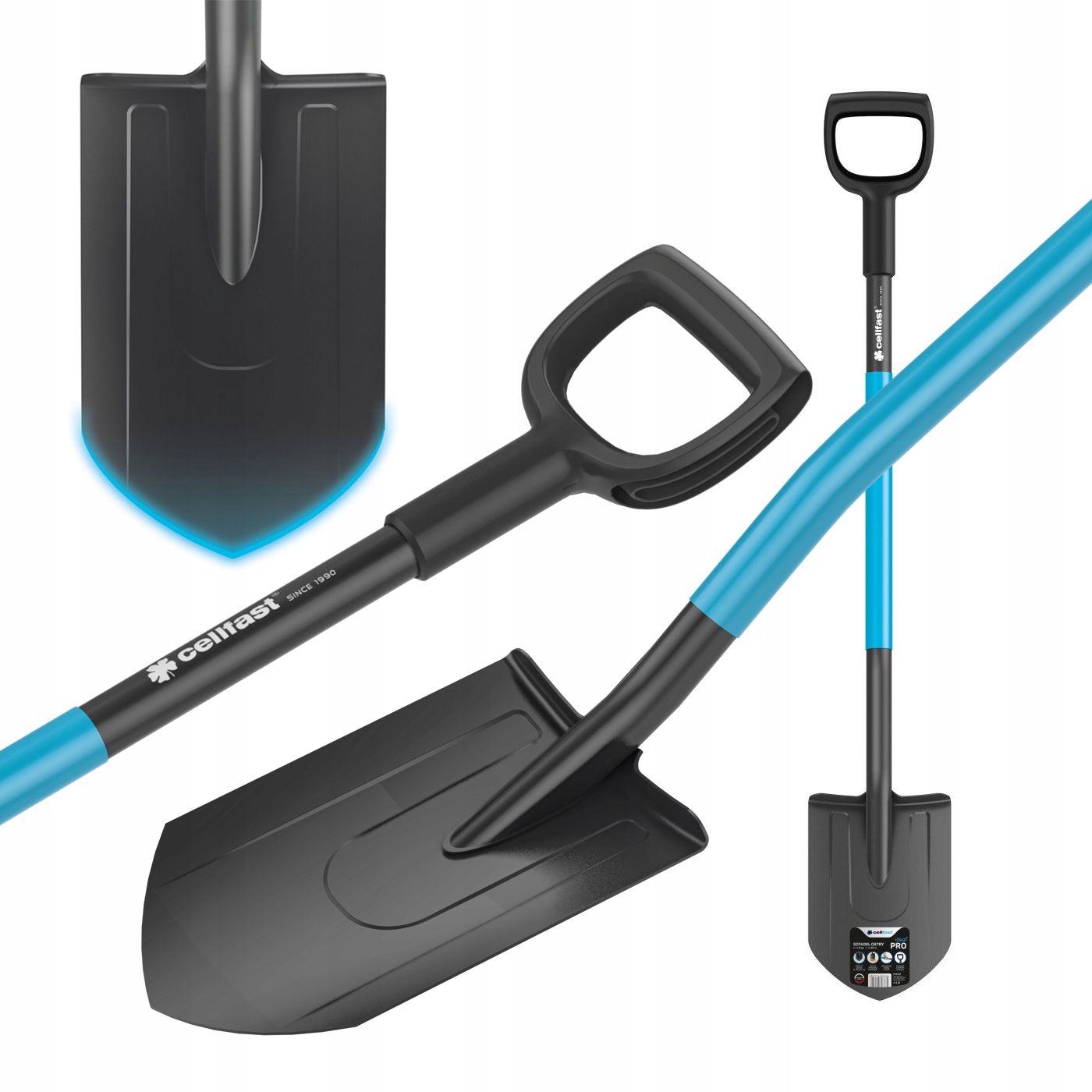 Szpadel Cellpro Łopata Sztychówka Cellfast do Twardej Ziemi Trzon 120cm