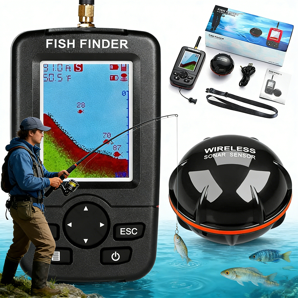 Lokalizator Ryb Sonar 100M Bezprzewodowy Z Funkcją Pomiaru Głębokości