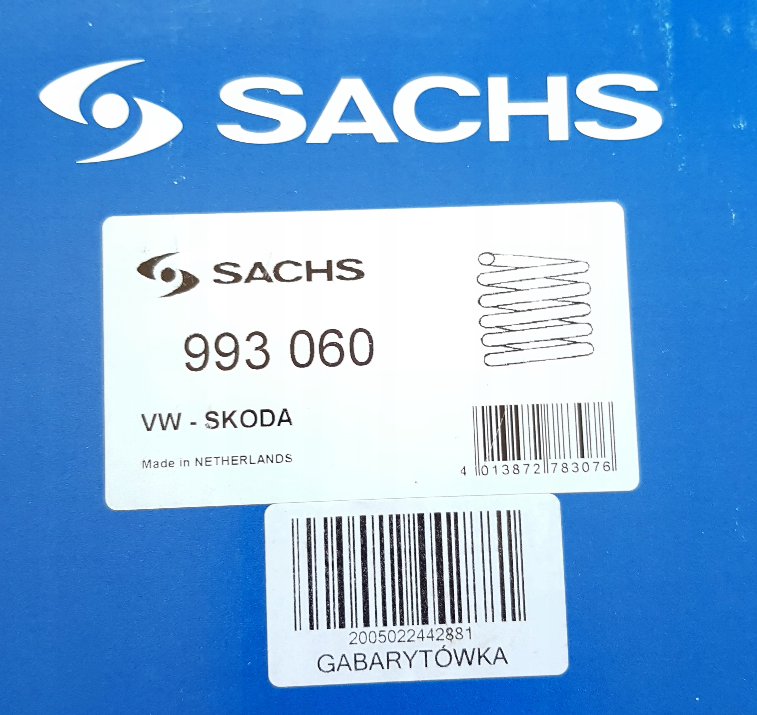993 060 - SACHS SKODA SUPERB II ПРУЖИНА ПОДВЕСКИ ПЕРЕДНЯЯ