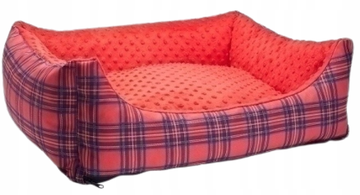 Levně Pelíšek pro psy Bimbay Kropka č. 2 80x65 cm červený kostkovaný vzor