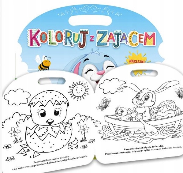 KOLORUJ Z ZAJĄCEM WIELKANOC KOLOROWANKA NAKLEJKI Gatunek Kolorowanki, malowanki i wycinanki