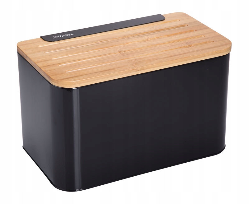 Chlebak stalowy z deską do krojenia pojemnik na pieczywo chleb bułki CZARNY Linia brak