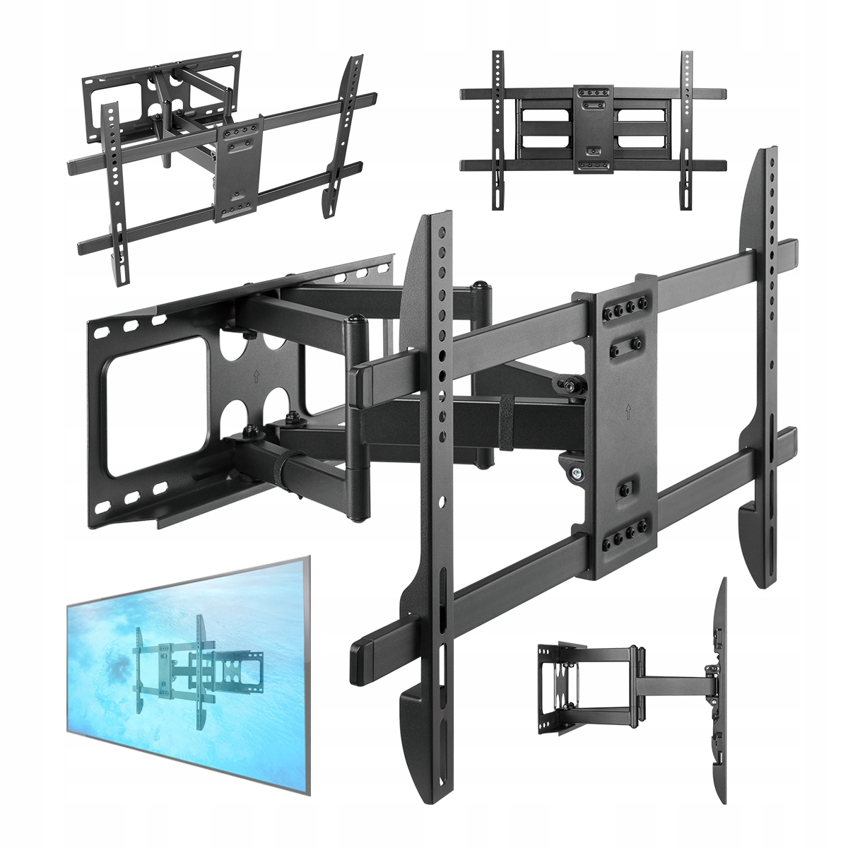 Pevný Pohyblivý Otočný Držák Pro Televizor Samsung QE75Q80CAT, Nástěnný