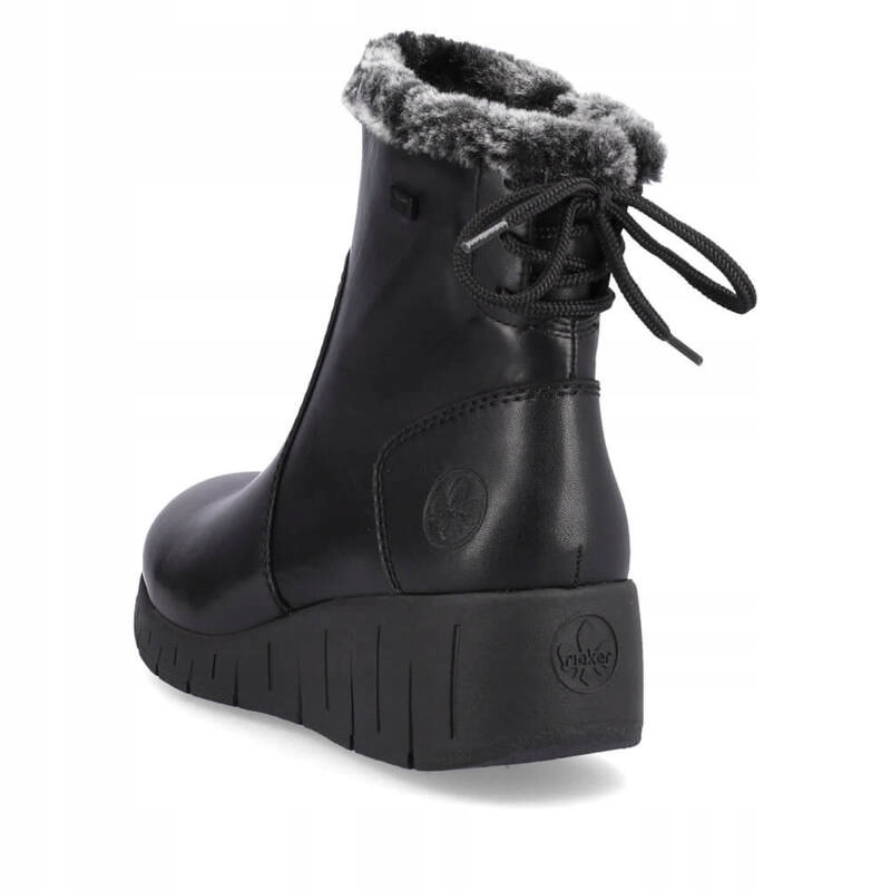 Botki ocieplane na koturnie Rieker Y1350-00 czarne Stan opakowania oryginalne