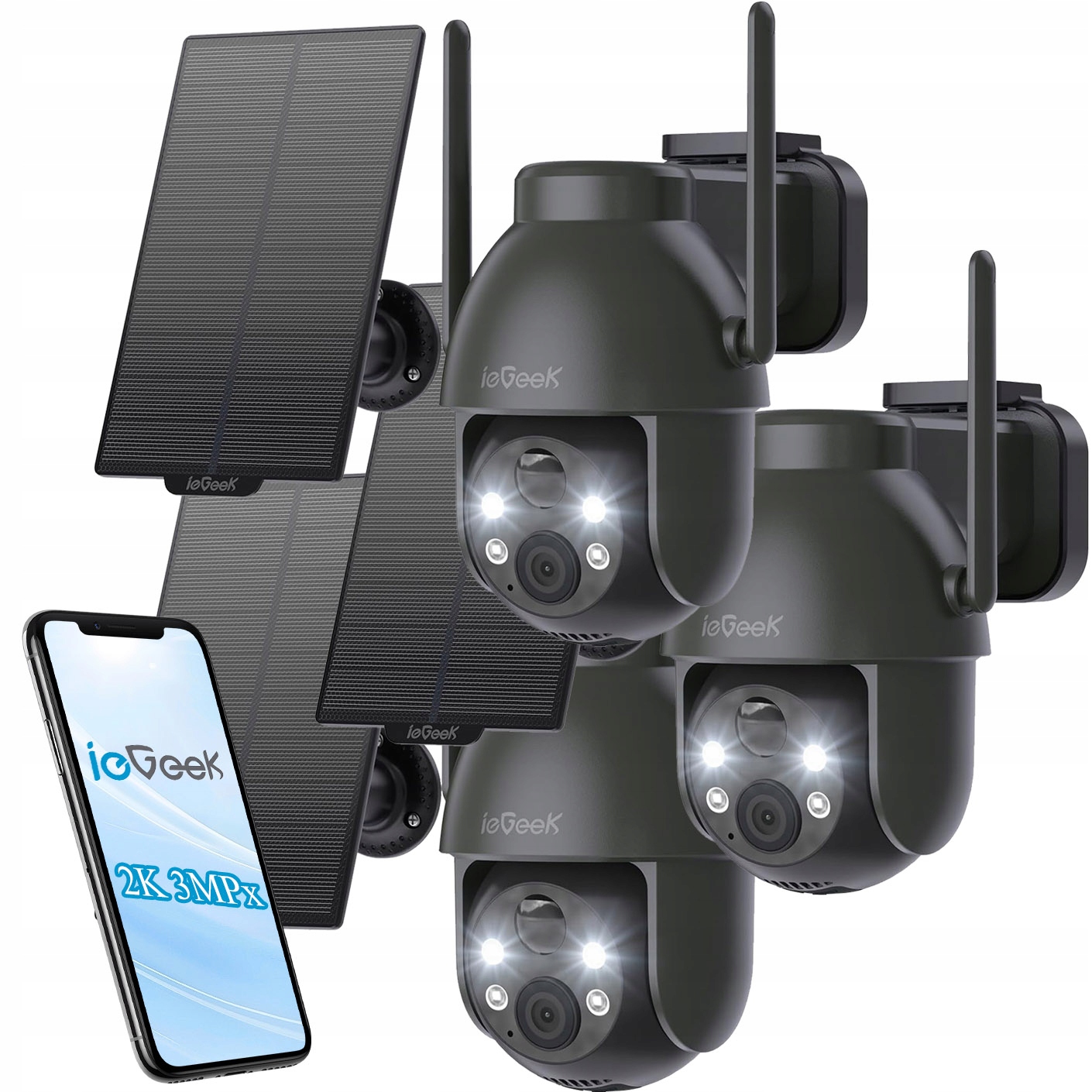 Venkovní Otočná Solární Kamera Ip Hd Smart Wifi 2K 3KS Pro Monitorování