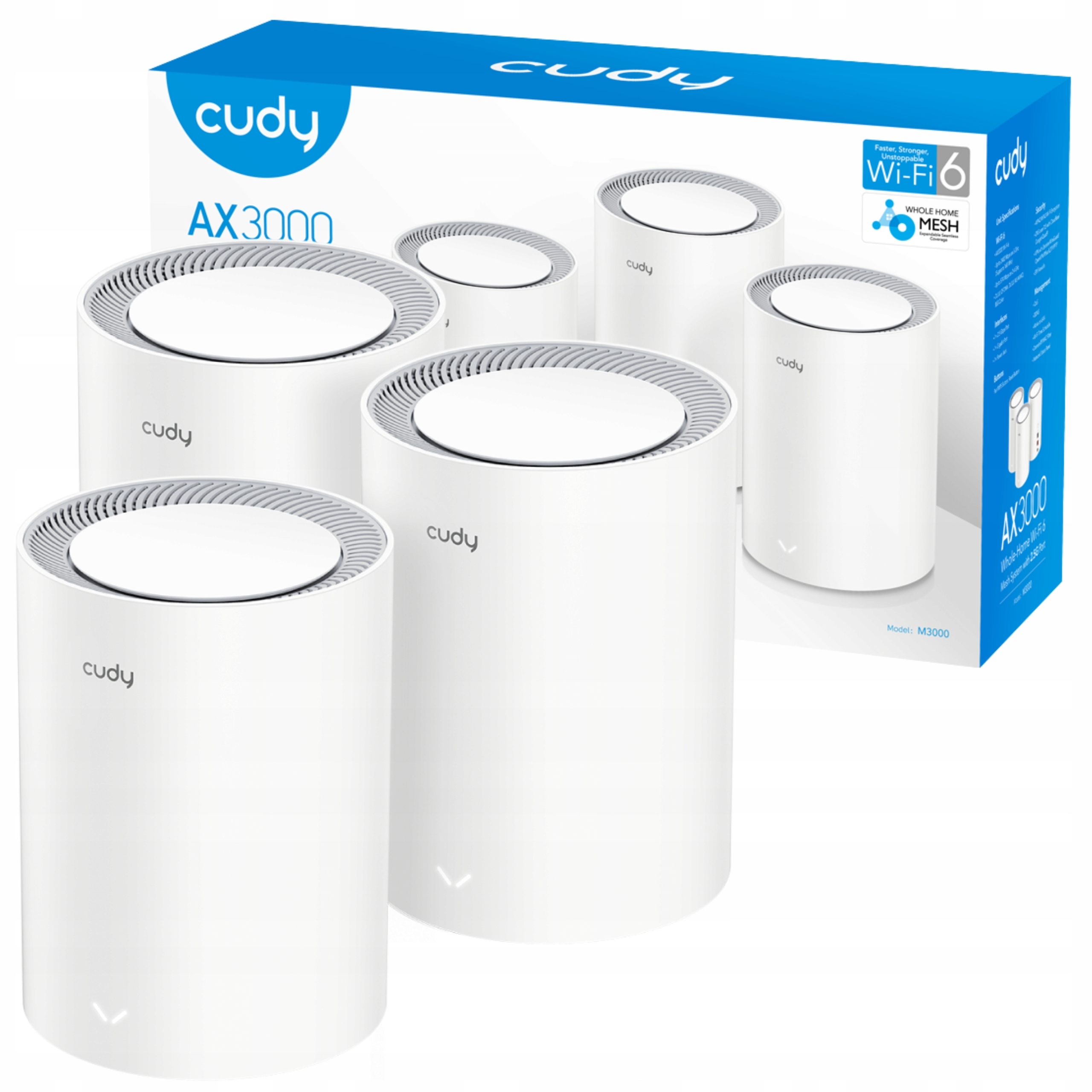 System mesh WiFi 6 AX3000 Cudy M3000 3-pak zasięg do 555 m2