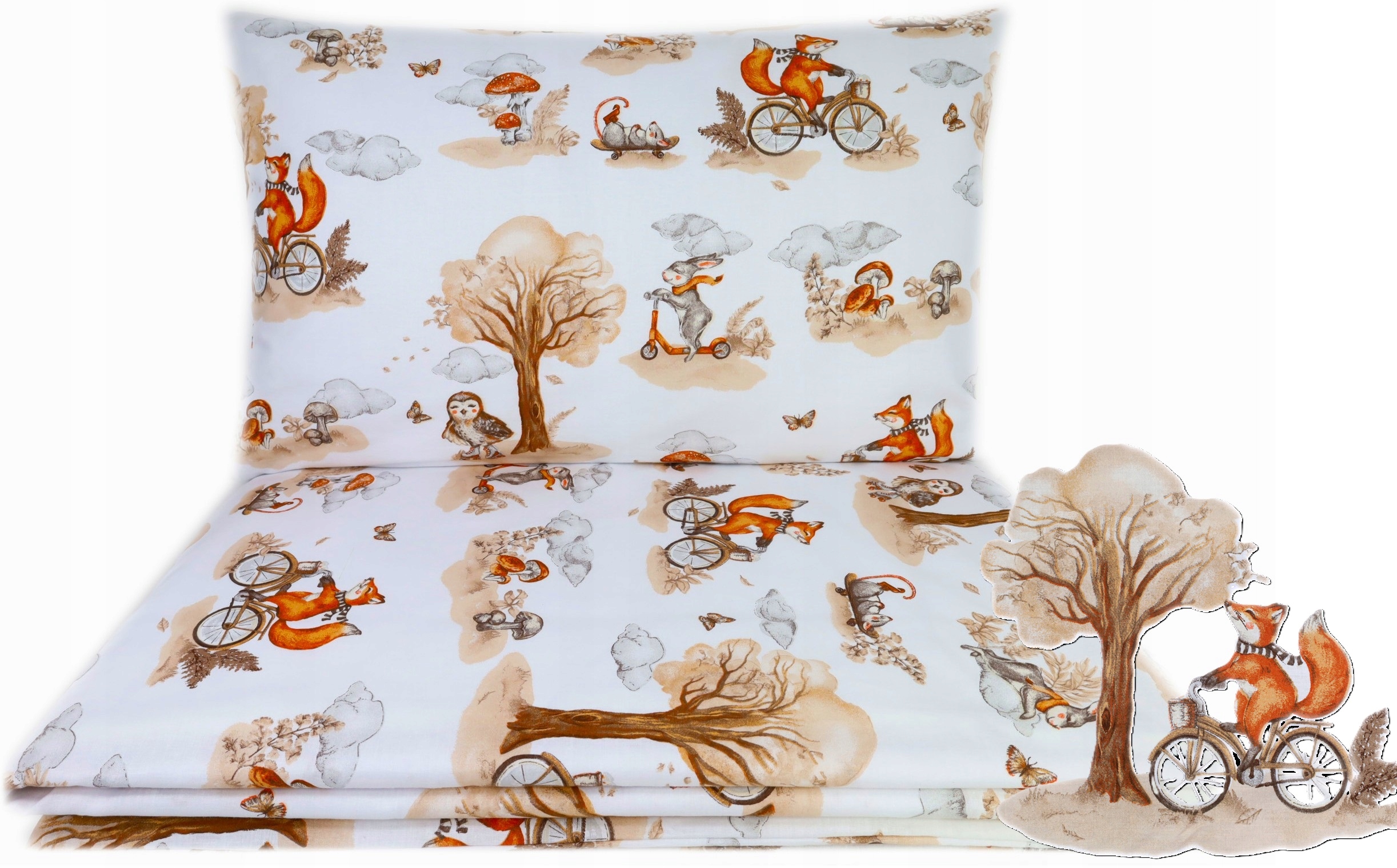 POŚCIEL 120X90 DZIECIĘCA NIEMOWLĘCA DO ŁÓŻECZKA BAWEŁNA BEIGE FOX