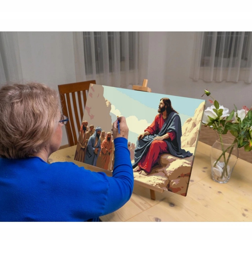 Malování Podle Čísel Náboženský Ježíš Maria Portrét modlitby Velký 40x60 cm