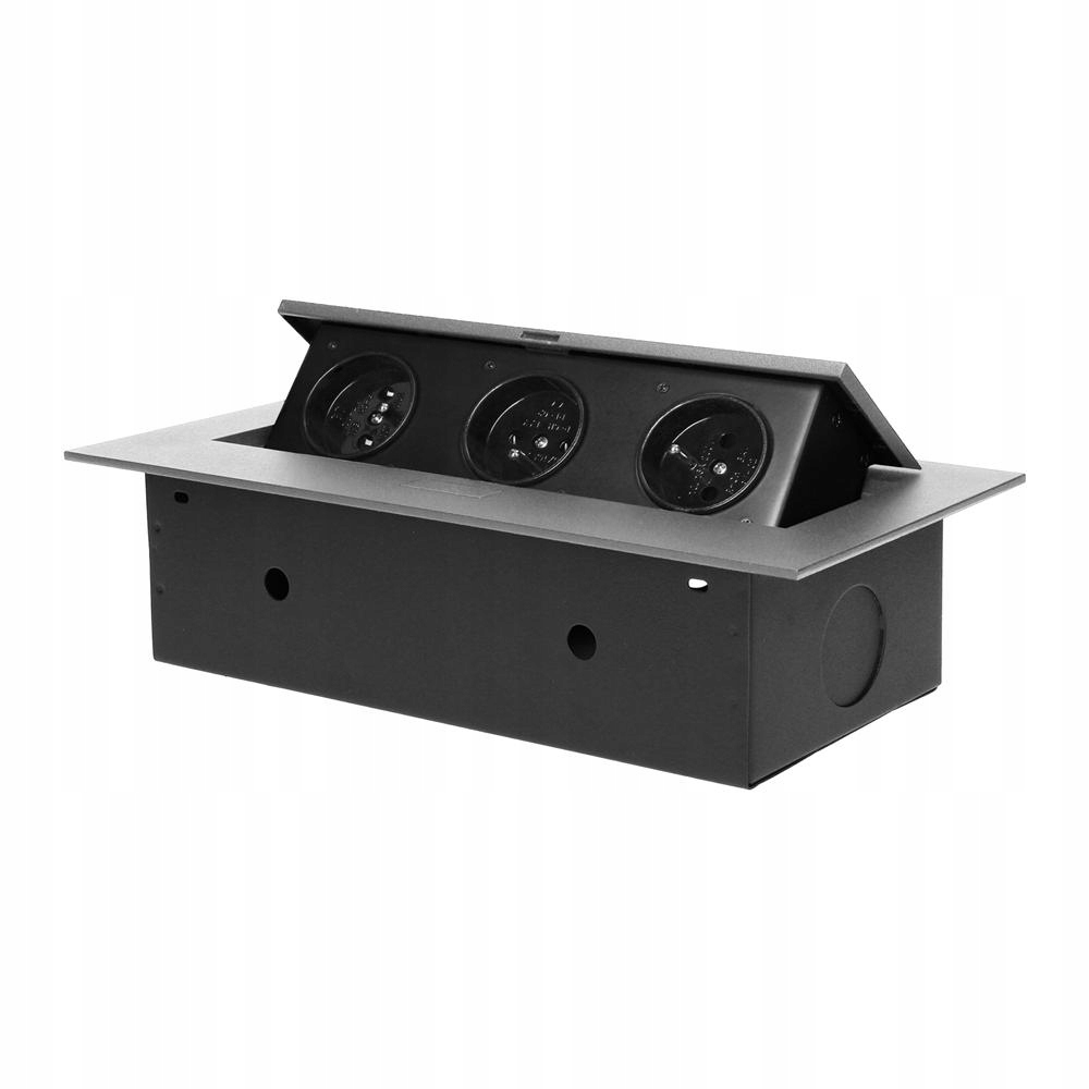 Nábytková zásuvka zapuštěná do desky, 3x2P+Z, stříbrná