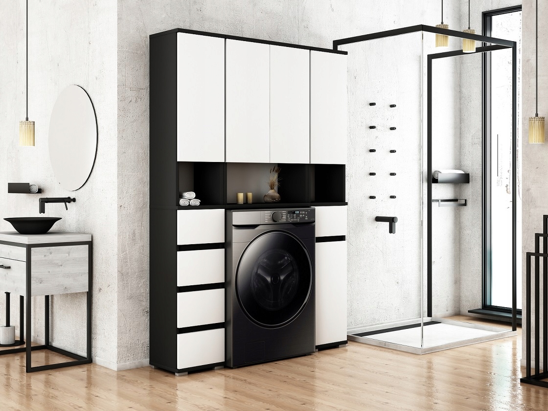 090-064 Szafka Łazienkowa 62/195 - CZARNY / POŁYSK Typ stojące