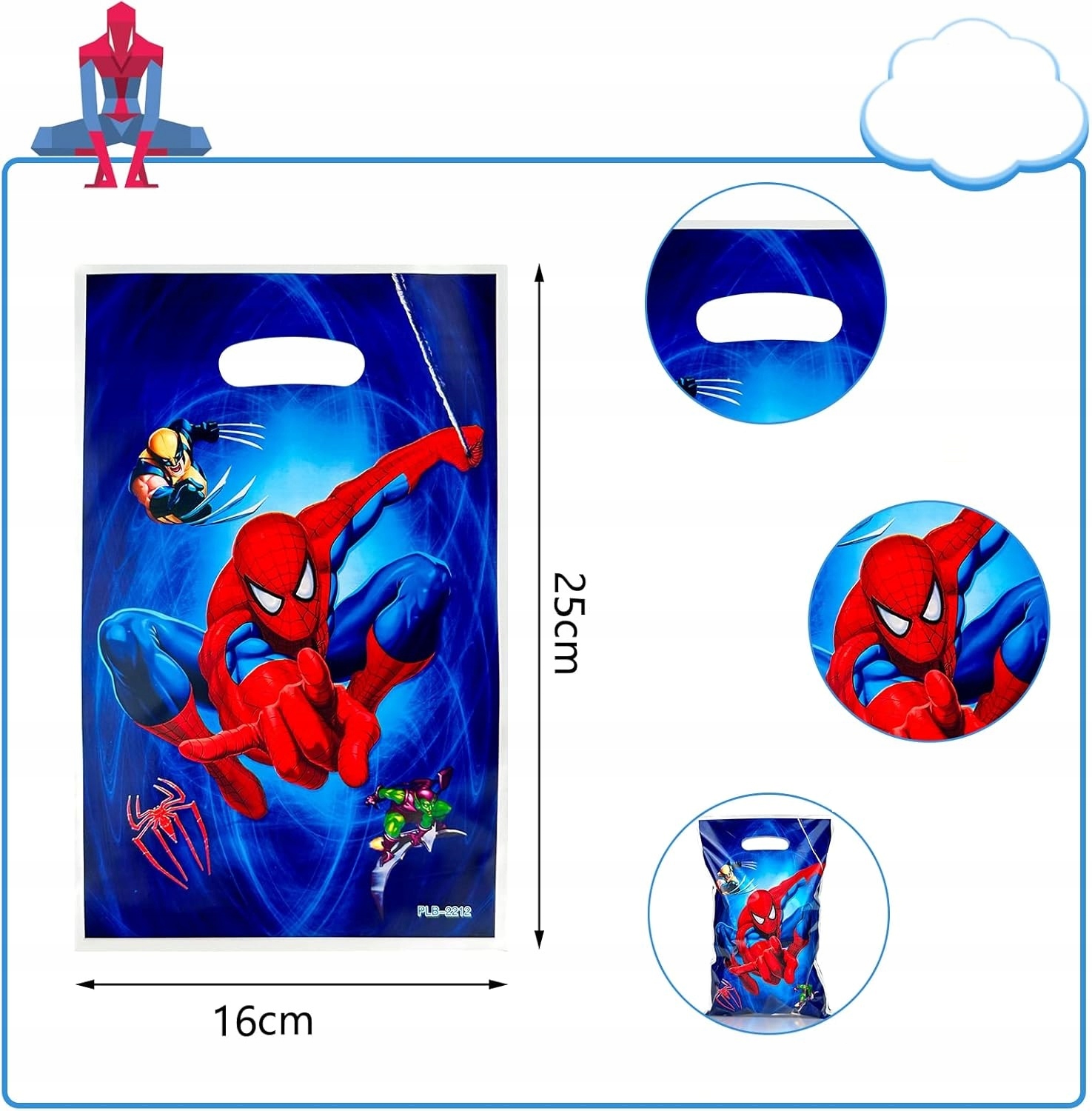 TOREBKI URODZINOWE NA PREZENTY SŁODYCZE SPIDERMAN WOLVERINE 10 SZTUK EAN (GTIN) 5906358171346