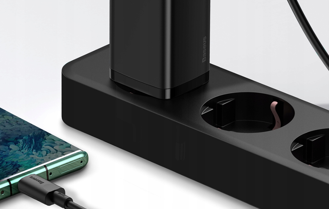BASEUS ŁADOWARKA SIECIOWA KOSTKA ZASILACZ USB-A + USB-C QC 4.0 PD 3.0 65W Złącza USB typ C USB