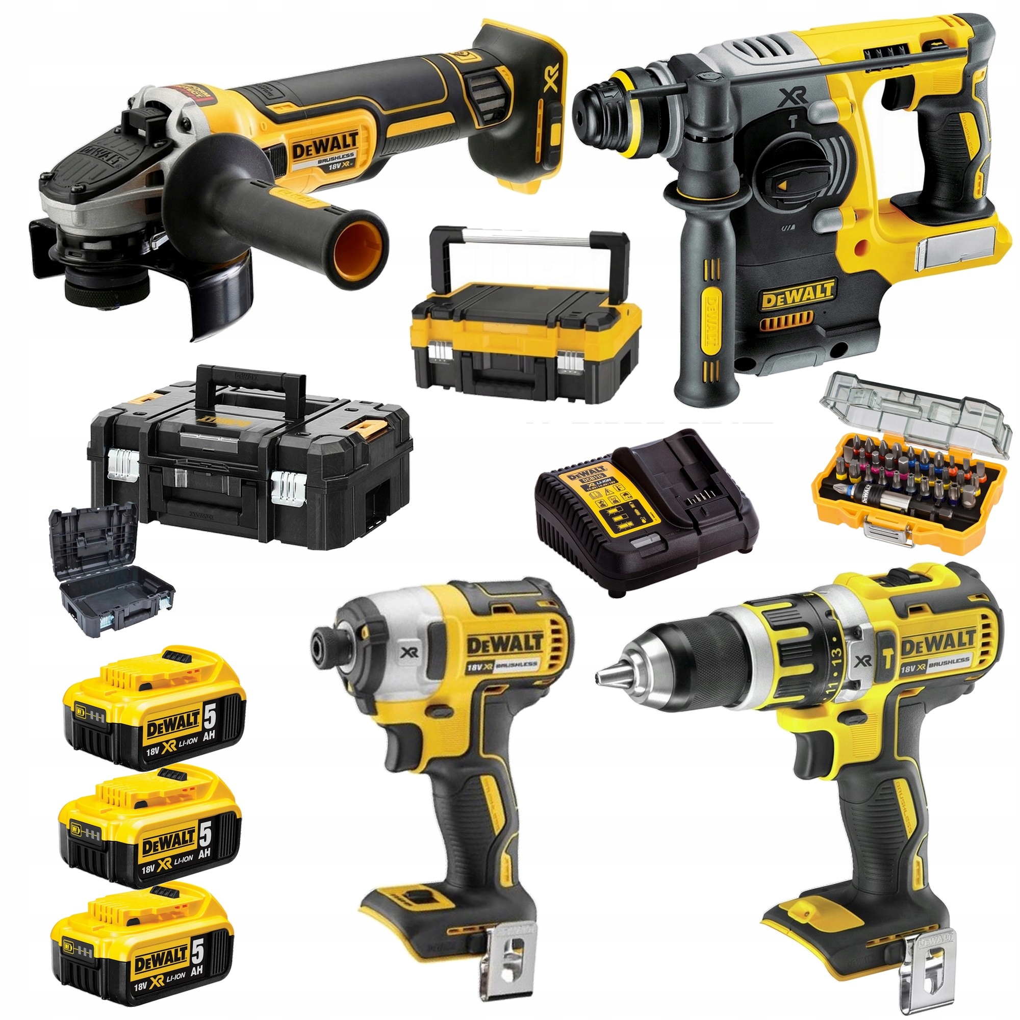 DEWALT ZESTAW BEZSZCZOTKOWY COMBO 4SZT 18V 3x5.0Ah