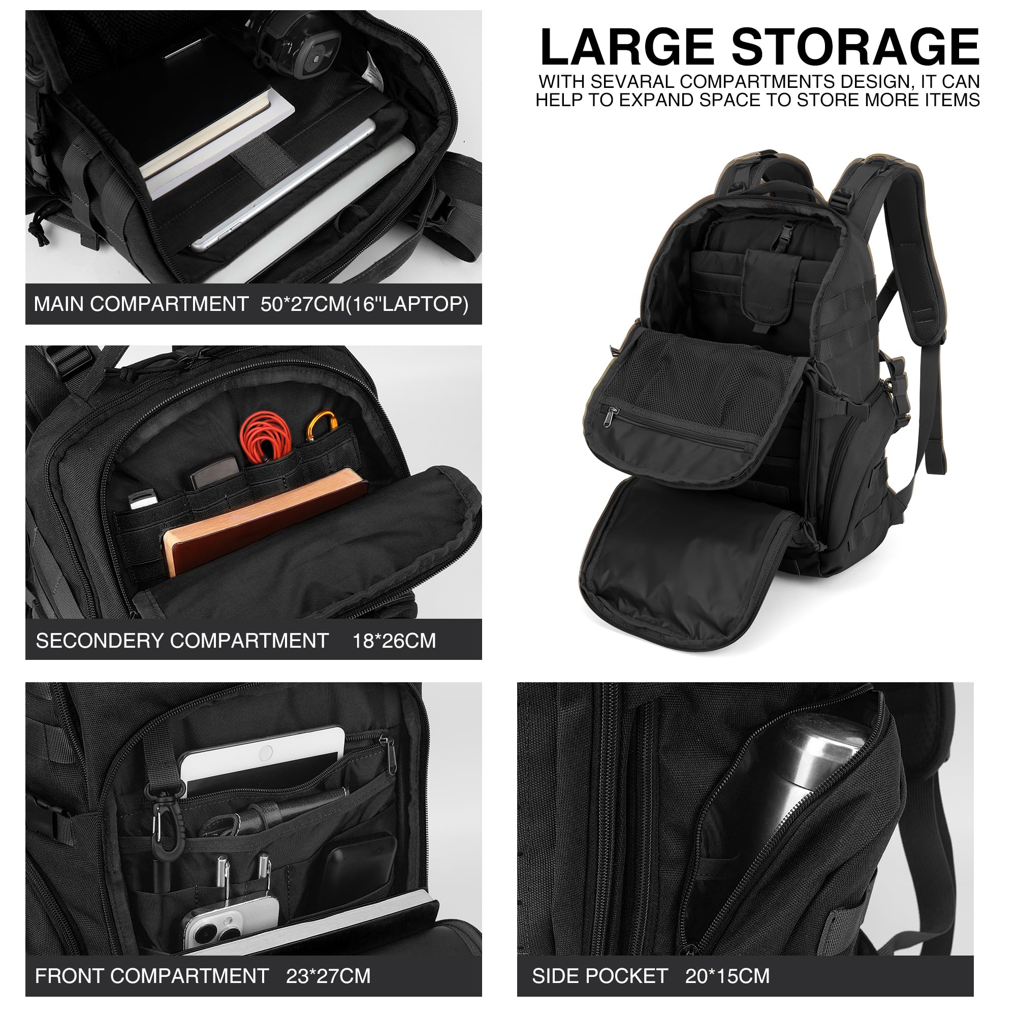 MARDINGTOP Plecak 30L Molle Na Laptop Do Miasta Biznesu Podróży — miniatura 5