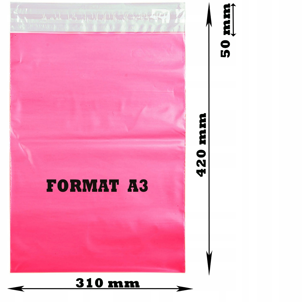 FOLIOPAKI KURIERSKIE RÓŻOWE FOLIOPAK 310x420 50szt KOPERTY FOLIOWE A3 Marka inny