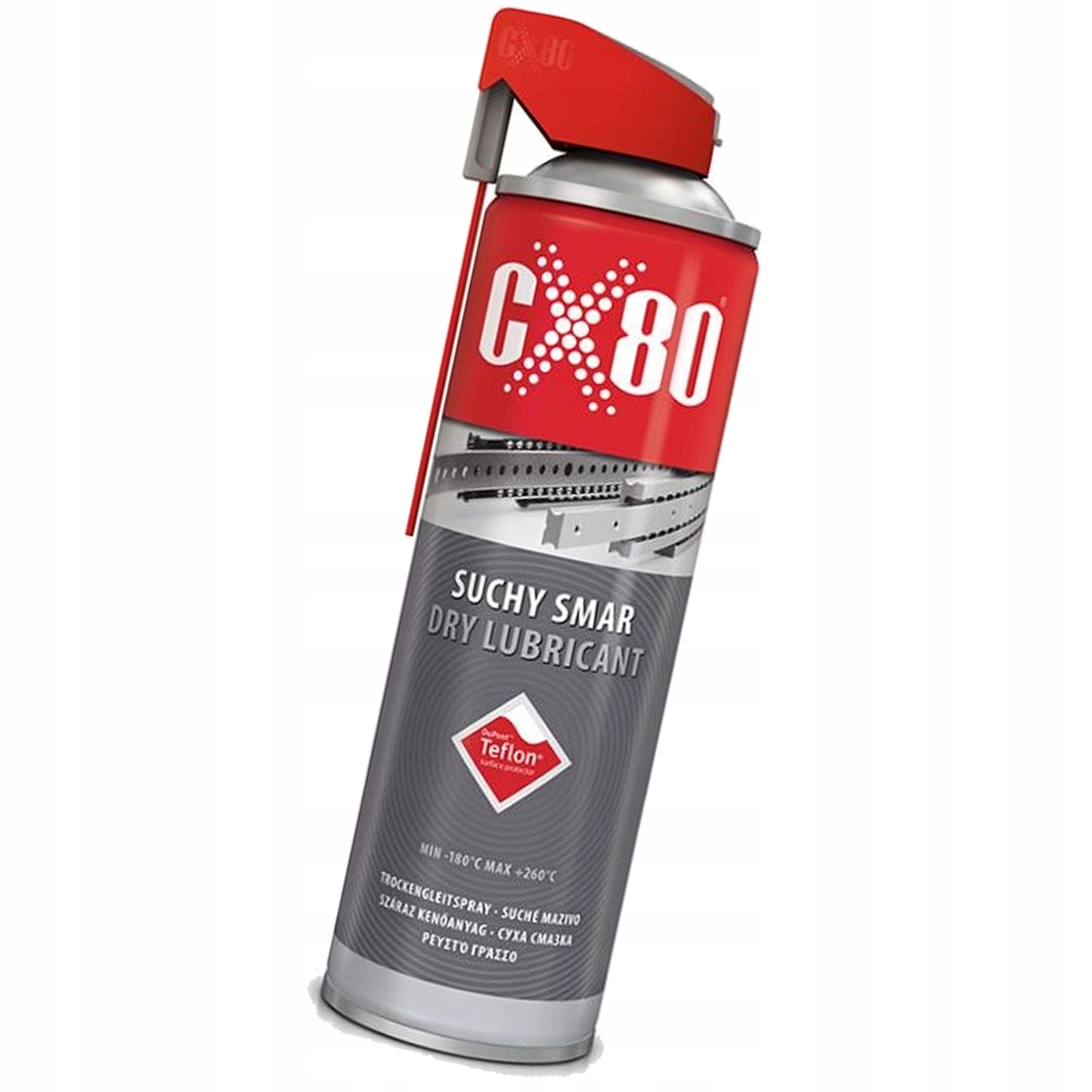 CX80 Przezroczysty Suchy smar odporny na zanieczyszczenia Teflon Duo 500ml
