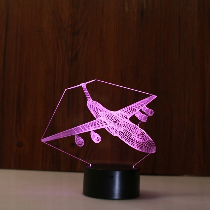 Lampka Nocna 3D Led SAMOLOT USB + PILOT Kod producenta NOW-133c