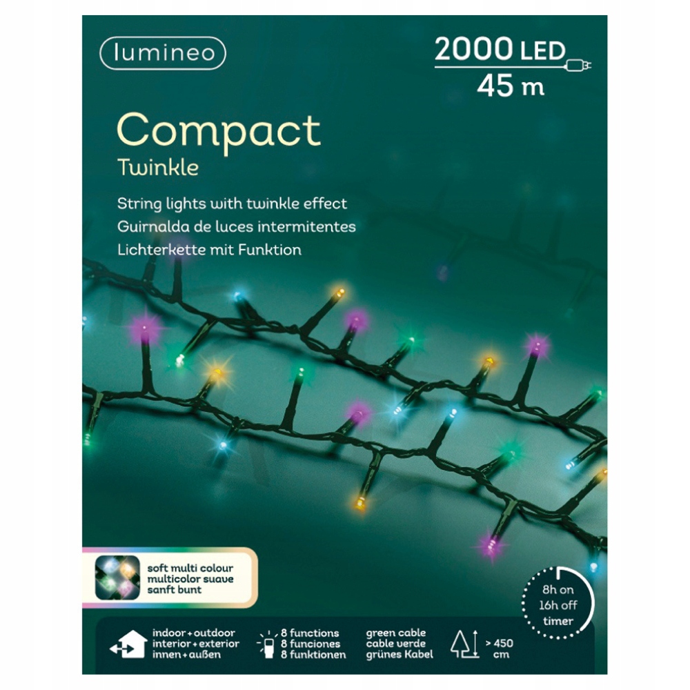 Lampy 2000 Led vonkajšie/vnútorné Soft Viacfarebné s programátorom 45 m