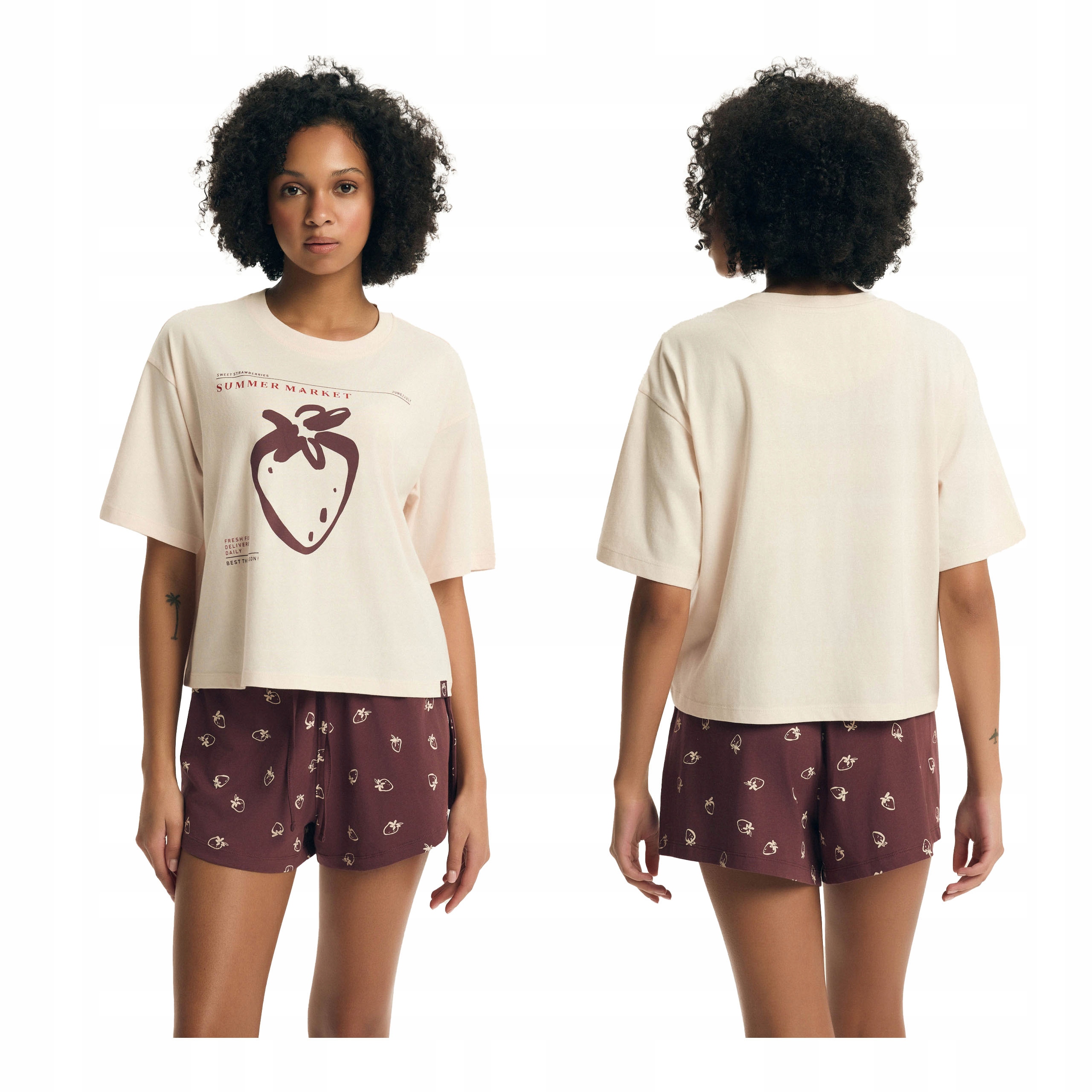 Dámské bavlněné dvoudílné pyžamo XL s krátkým rukávem Henderson