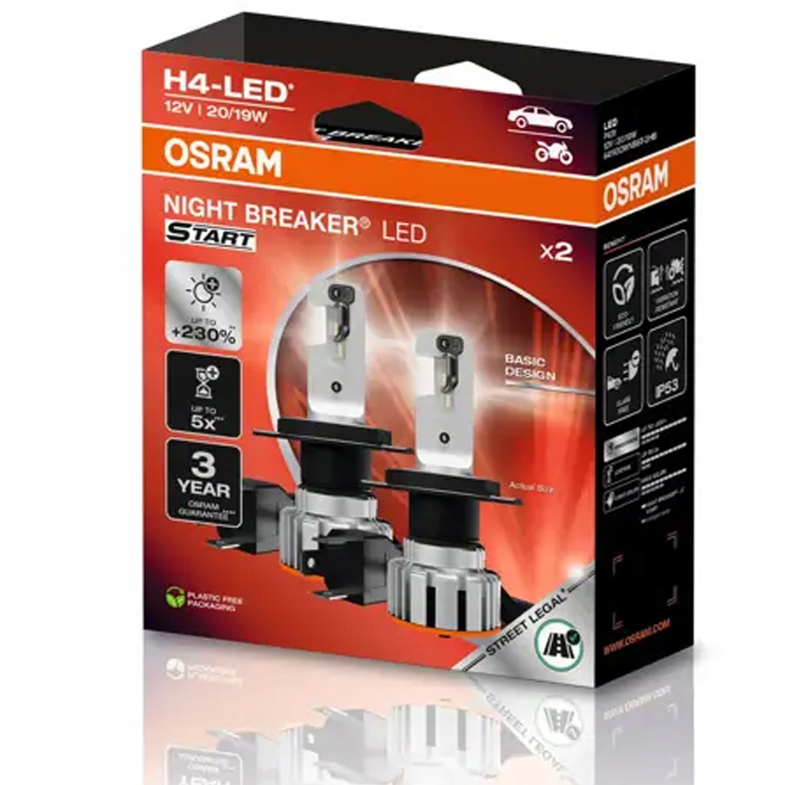 Osram H4 Night Breaker Led Štart 230% s homologáciou Led 2ks 64193DWNBST-2HB