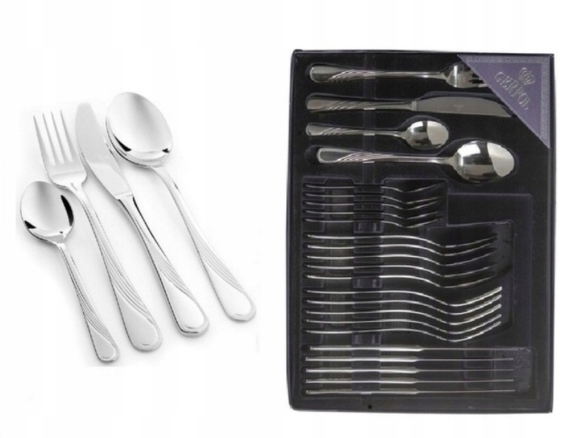 GERPOL 24 x SZTUĆCE NIERDZEWNE VIOLINO FALA ZESTAW KOMPLET 6 OSÓB PREZENT