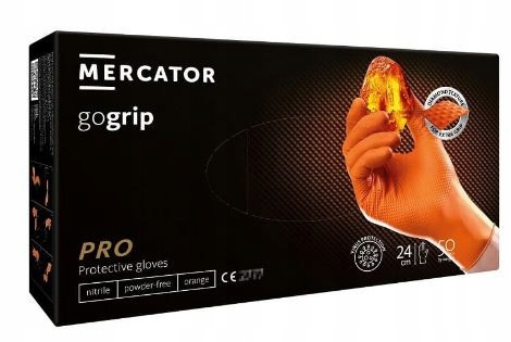 MERCATOR Rękawice GOGRIP Pomarańczowe 50szt L