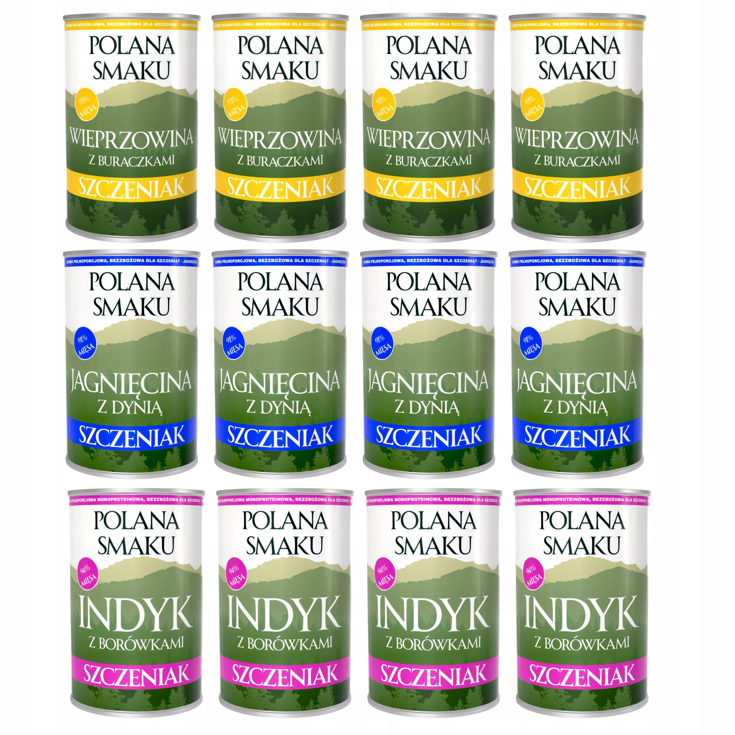 Levně Polana Smaku Junior krmivo pro štěňata mix chutí 12 x 400 g Monoproteinové