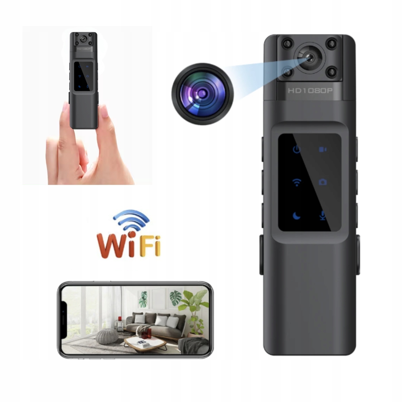 Mini Kamera Full Hd Wifi 1080P Dyktafon Klips Body Cam 10 Godzin Body Cam