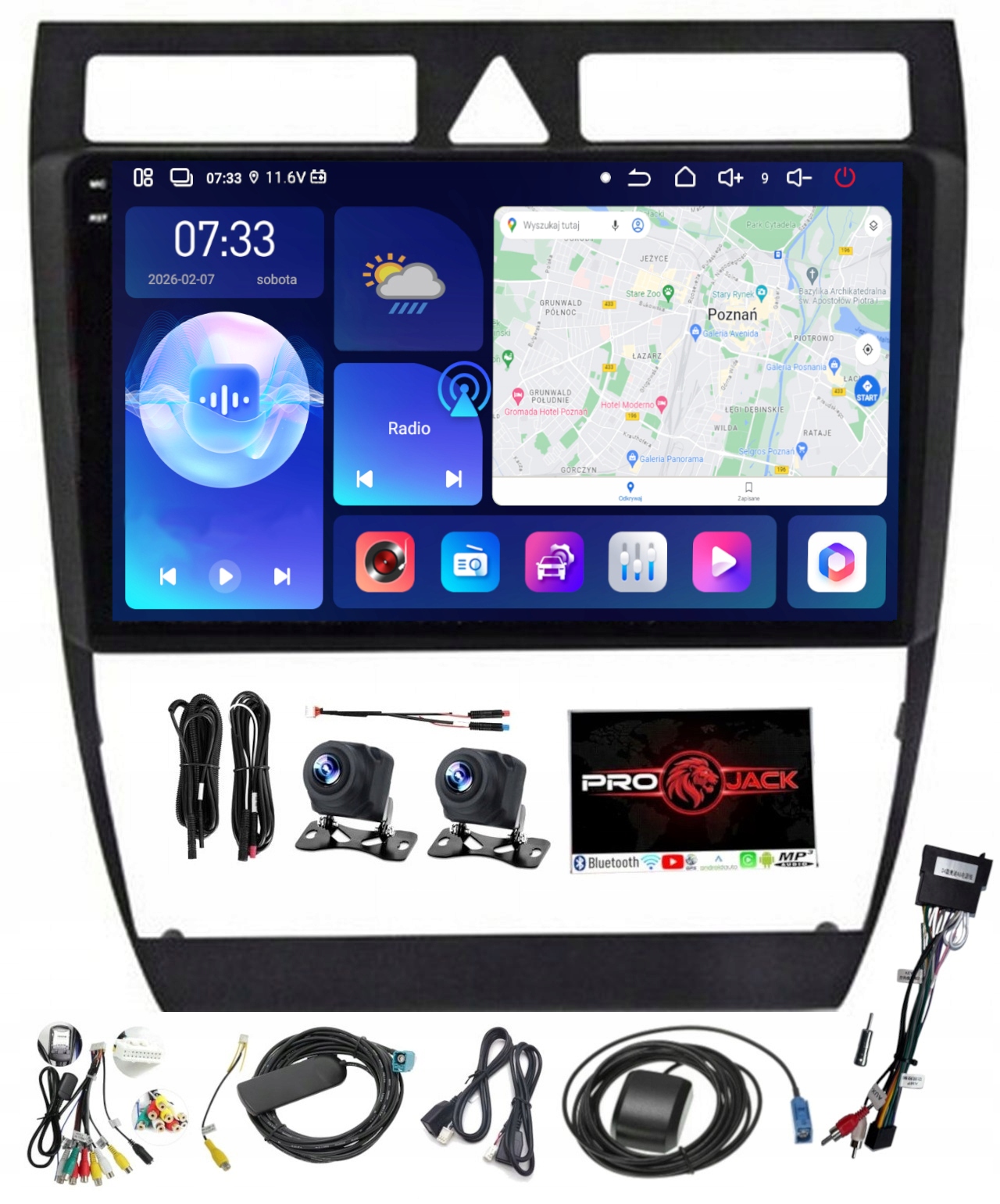 Autorádio S Navigací Carplay Gps Android Audi A6 C5 1997-2004 6GB Ram 128GB Paměť Sim