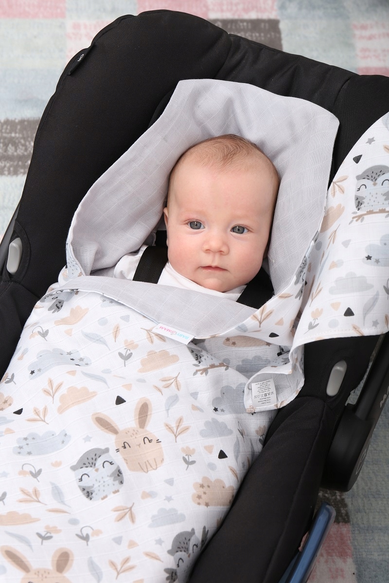 BABYMAM MUŚLINOWY OTULACZ KOCYK NOSIDEŁKA FOTELIKA Marka Babymam