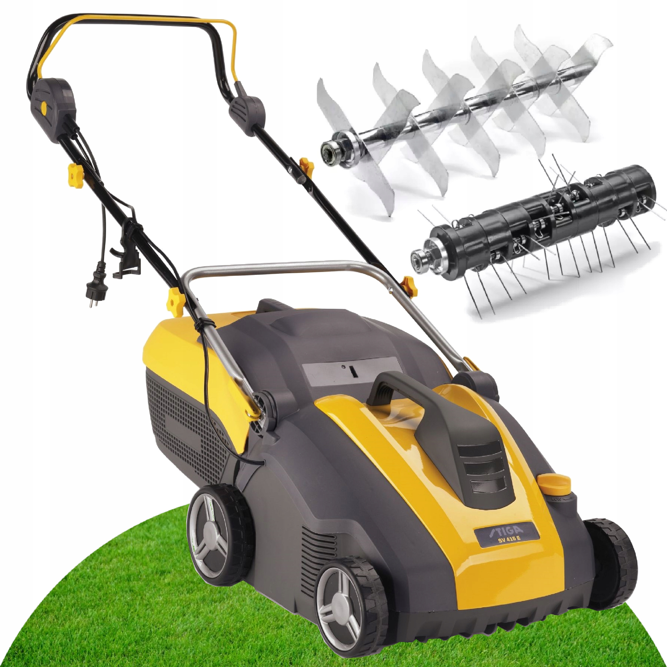 Aerator Wertykulator Elektryczny Stiga 1500 W 38 cm 2 Wałki 2w1 Kosz 50 l