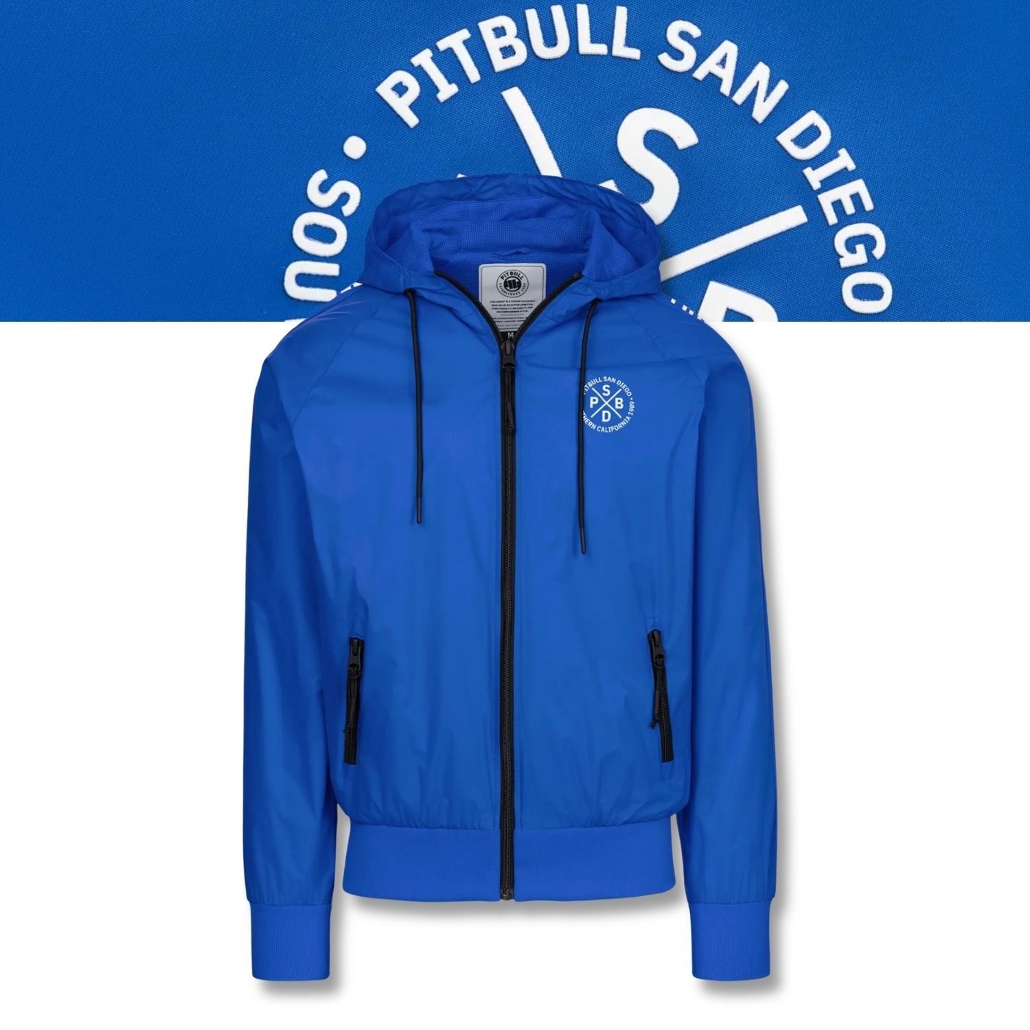 Pánská přechodová bunda s kapucí Pitbull, voděodolná, Athletic Tapes