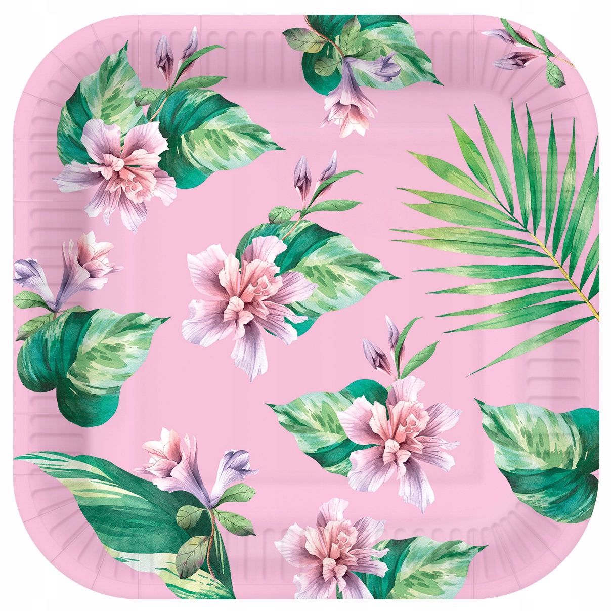 

Talerze Papierowe Kwadratowe Kwiaty Liście 10 Szt.