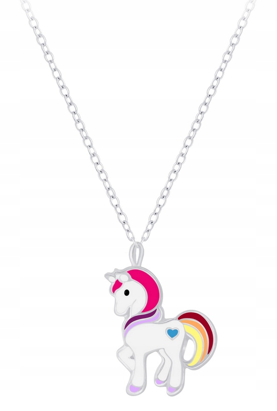 NASZYJNIK SREBRNY 925 DLA DZIEWCZYNKI JEDNOROŻEC Stan opakowania oryginalne